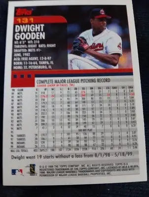 2000 Topps - Dwight Gooden #131. Cleveland Indians. NRMT+ - Baseball Card Single
