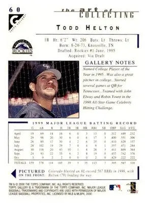 2000 Topps Gallery #60 Todd Helton - Baseball Card Single