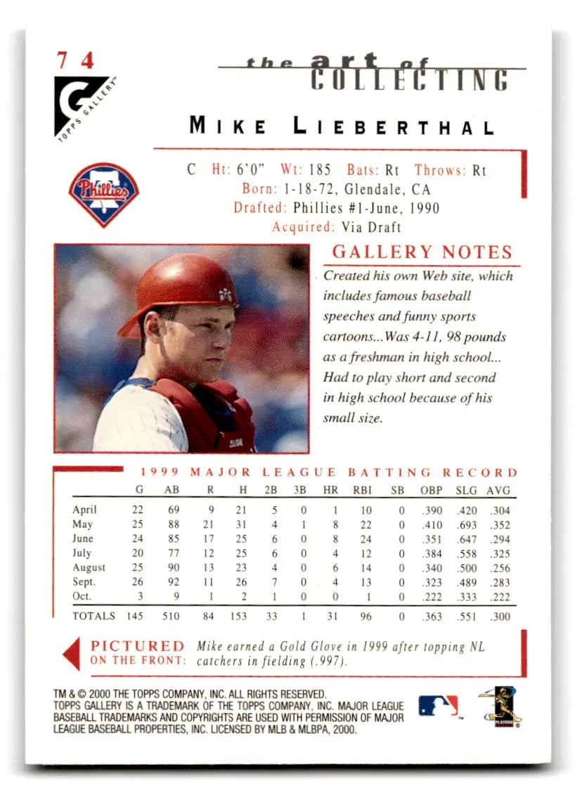 2000 Topps Gallery #74 Mike Lieberthal - Baseball Card Single