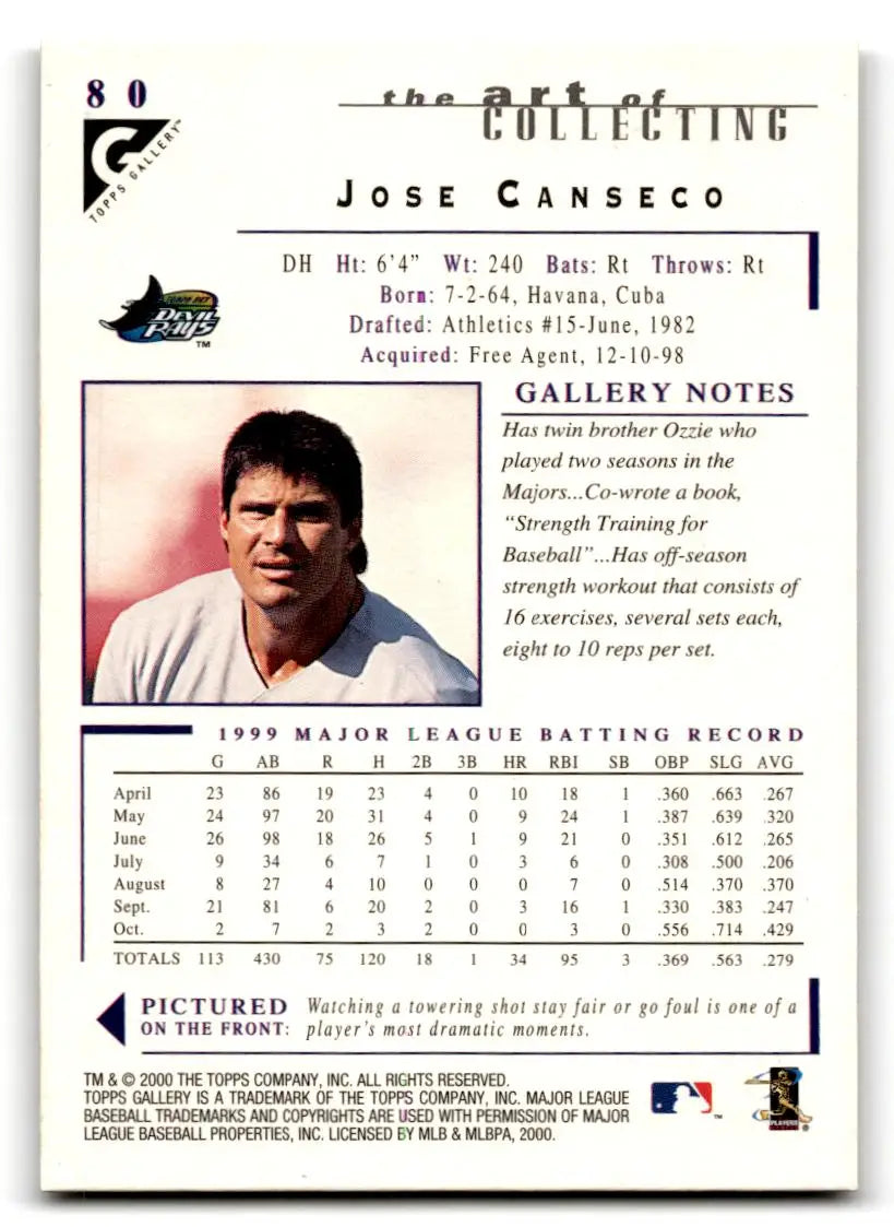 2000 Topps Gallery #80 Jose Canseco - Baseball Card Single