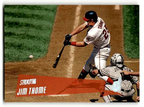 Jim Thome baseball card from 2000 Topps Stadium Club with original gloss and Indians ID