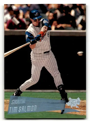 Original gloss Tim Salmon baseball card from Topps Stadium Club 2000 Angels ID 59196