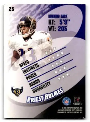 2000 Topps Stars #25 Priest Holmes - Football Card Single