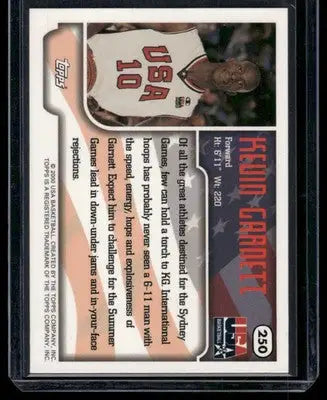 2000 Topps USA Basketball Kevin Garnett #250 Basketball - Basketball Card Single