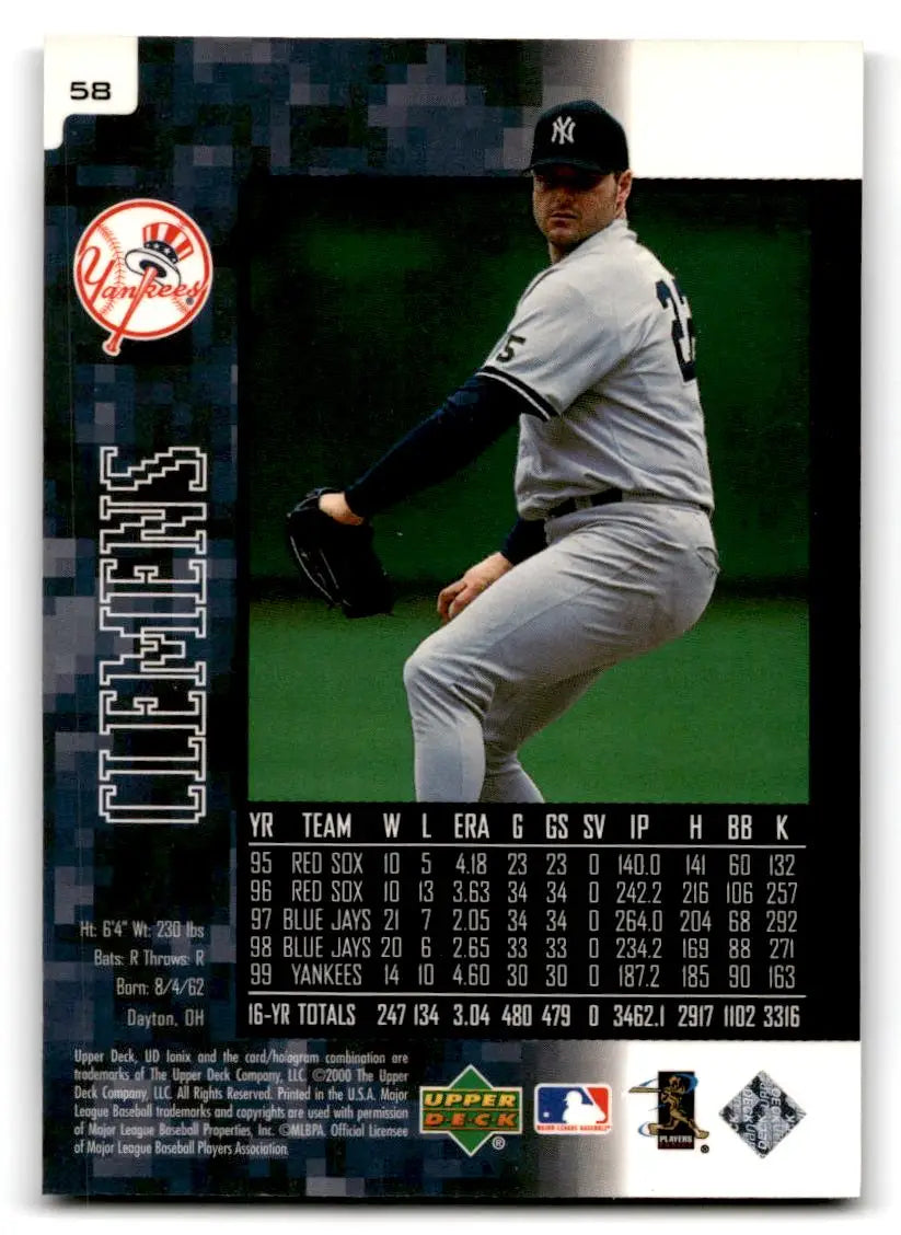 2000 UD Ionix #58 Roger Clemens - Baseball Card Single