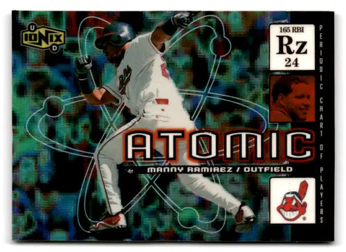 Original gloss 2000 UD Ionix Atomic Manny Ramirez baseball card in NM-MT condition