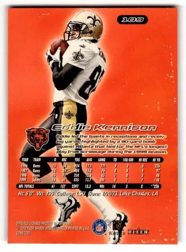 Football trading card featuring Eddie Kennison Chicago Bears and Chicago Bears football