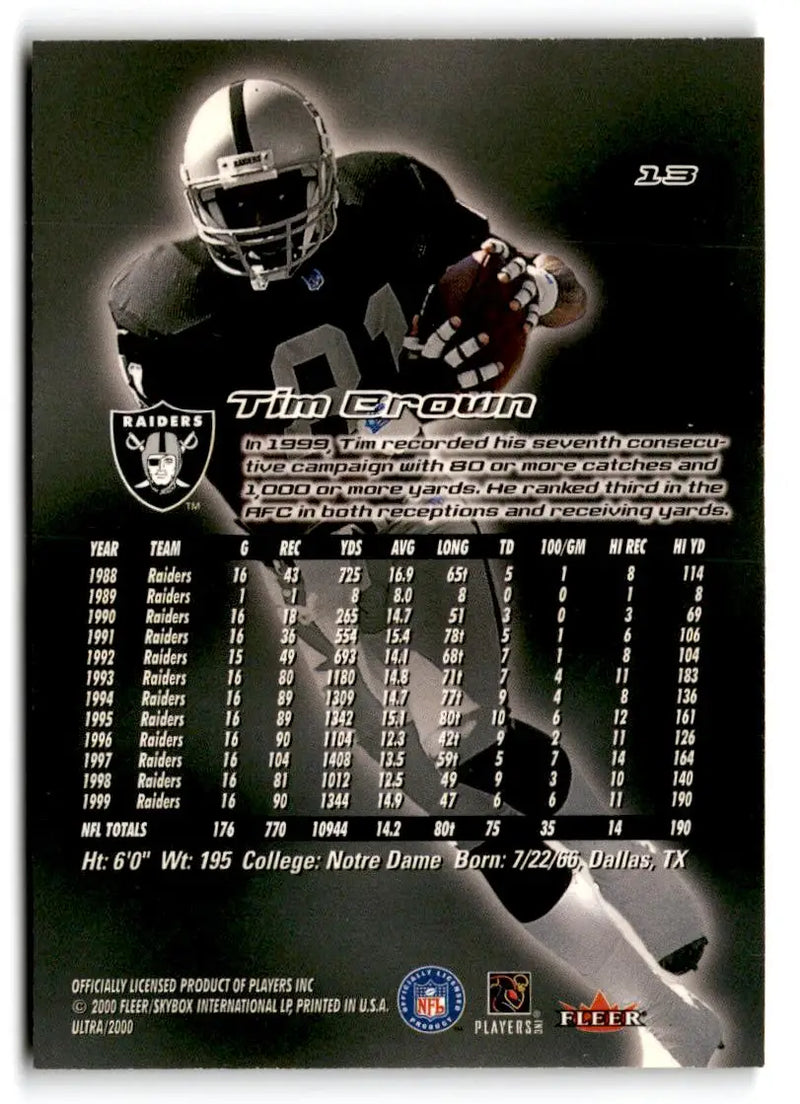 2000 Ultra #13 Tim Brown - Football Card Single