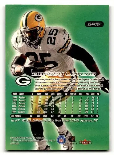 Dorsey Levens Green Bay football card from 2000 Ultra #147 Green Bay Packers collectible