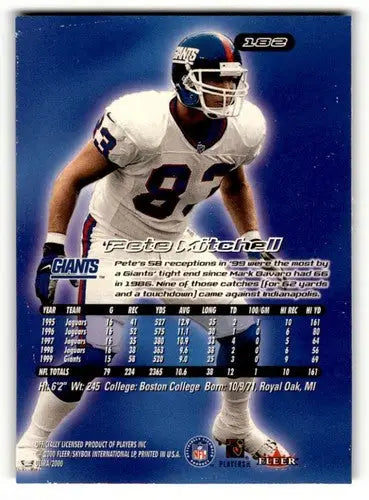 Original gloss Pete Mitchell Giants football card from 2000 Ultra #182 New York Giants football cards