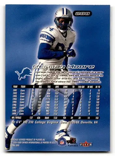Original gloss Herman Moore Detroit Lions football card from 2000 Ultra #208