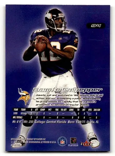 Original gloss Daunte Culpepper football card from Minnesota Vikings 2000 Ultra series