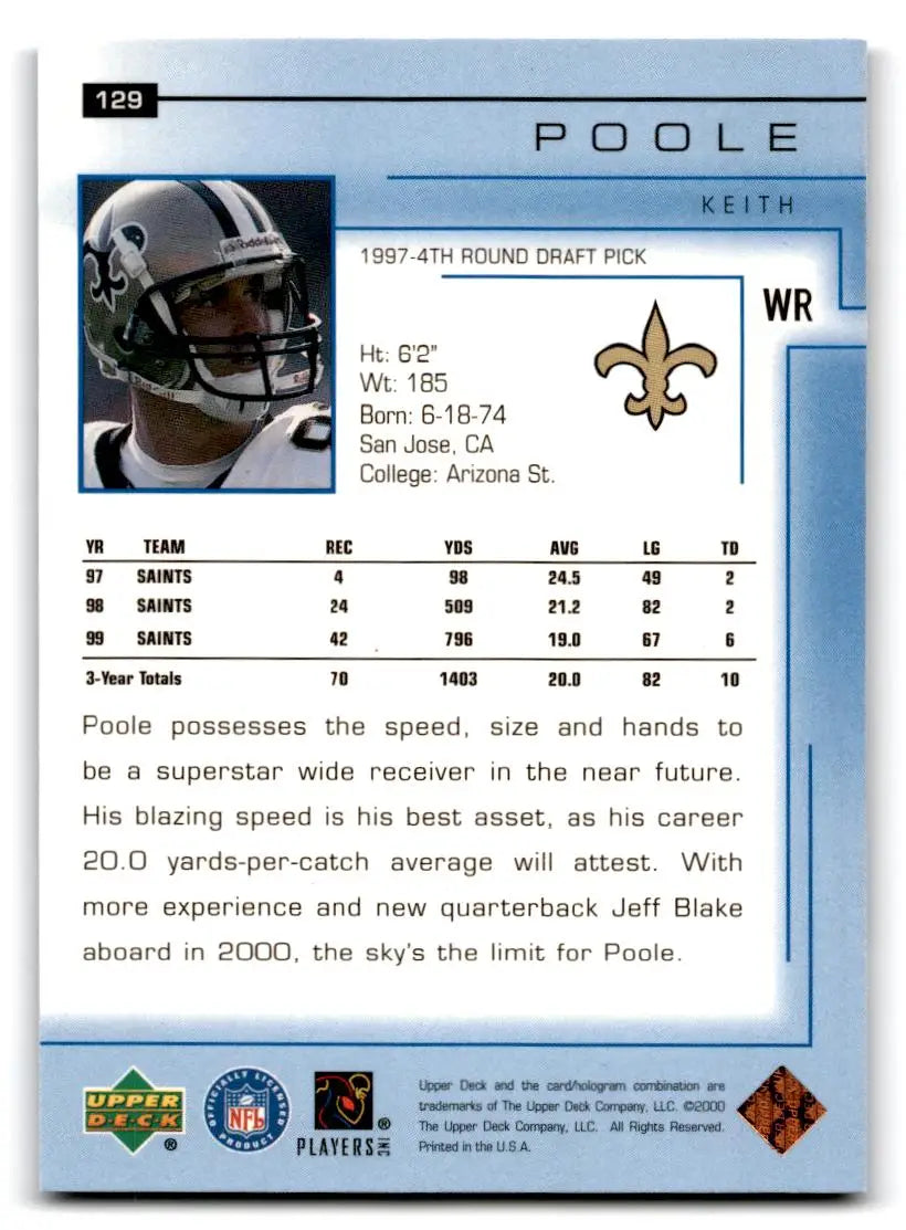 2000 Upper Deck #129 Keith Poole - Football Card Single