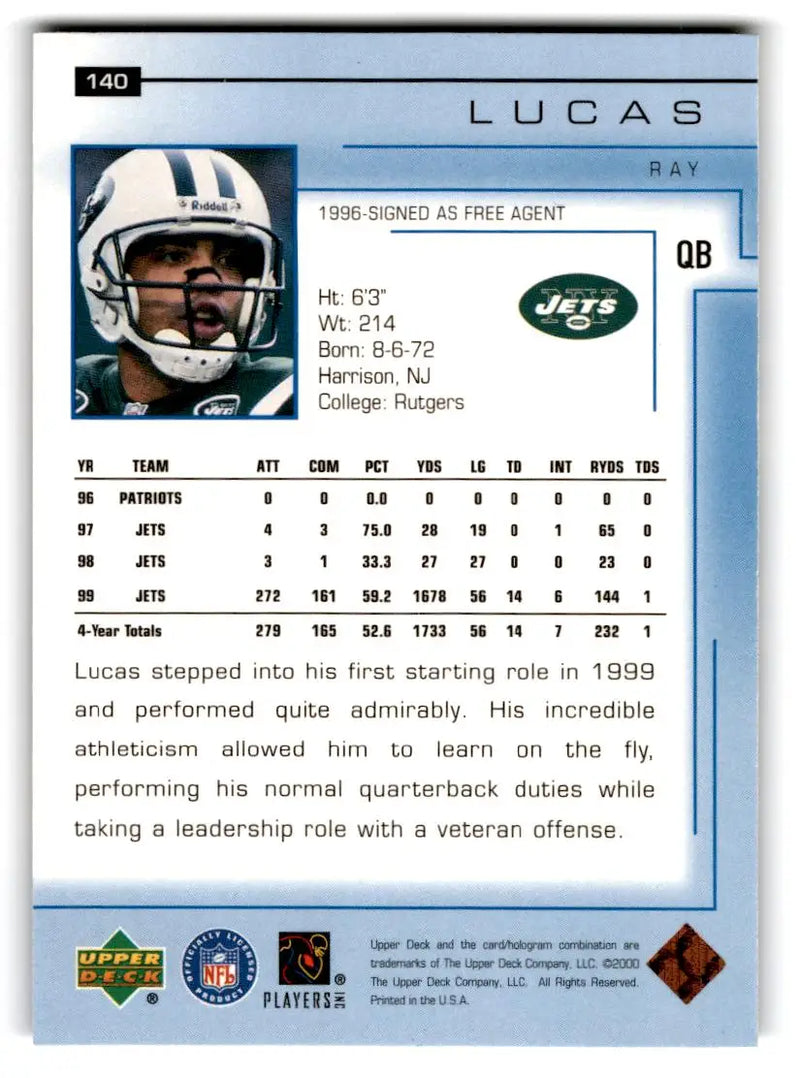 2000 Upper Deck #140 Ray Lucas - Football Card Single