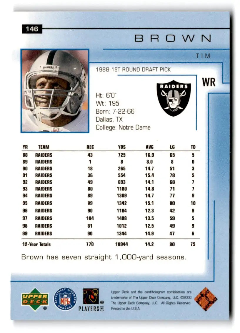 2000 Upper Deck #146 Tim Brown - Football Card Single