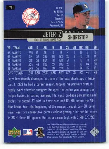 Derek Jeter baseball card from 2000 Upper Deck with original gloss NM-MT Yankees