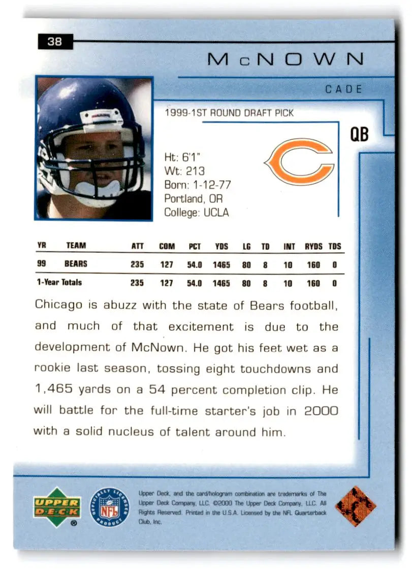 2000 Upper Deck #38 Cade McNown - Football Card Single