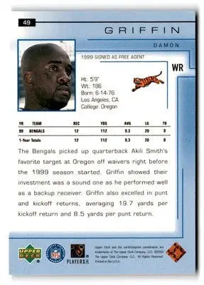2000 Upper Deck #49 Damon Griffin - Football Card Single