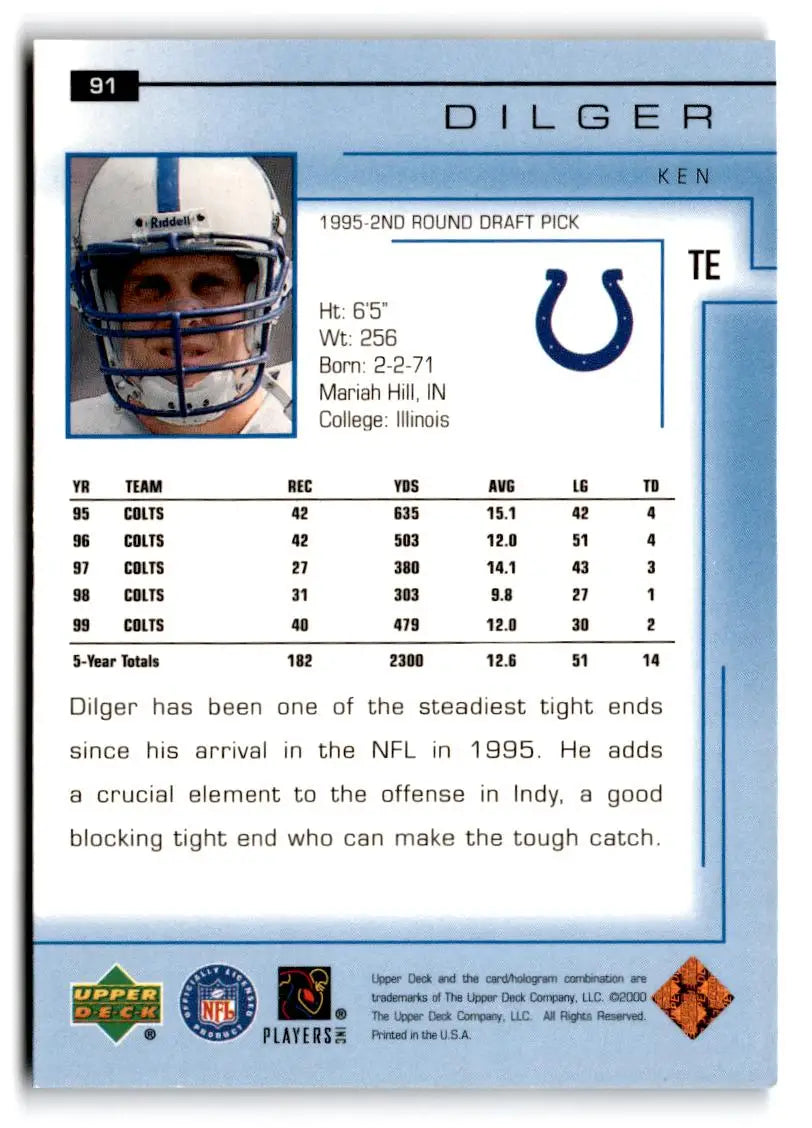 2000 Upper Deck #91 Ken Dilger - Football Card Single