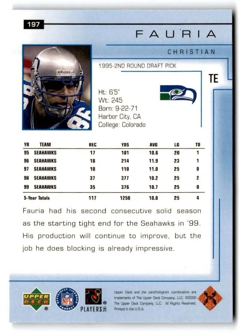 2000 Upper Deck Encore #197 Christian Fauria - Football Card Single