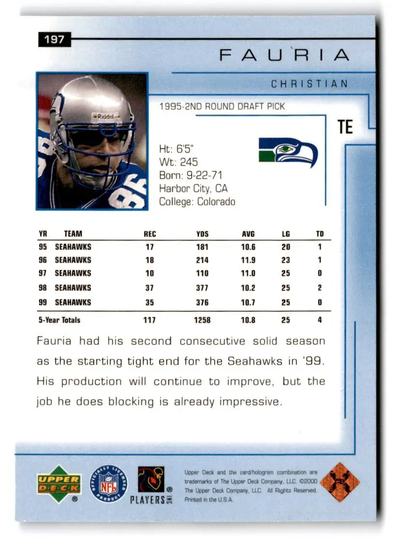 2000 Upper Deck Encore #197 Christian Fauria - Football Card Single
