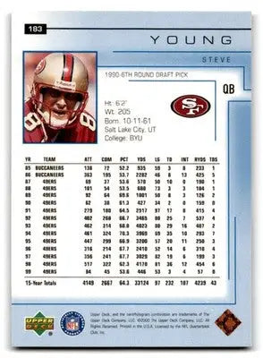2000 Upper Deck Football Steve Young #183 San Francisco 49ers - Football Card Single