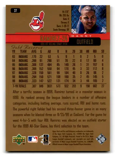 2000 Upper Deck Gold Reserve #37 Manny Ramirez NM-MT Indians ID:82362 - Baseball Card Single