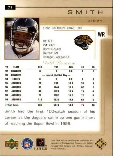 2000 Upper Deck Gold Reserve #71 Jimmy Smith NM Near Mint Jaguars - Football Card Single