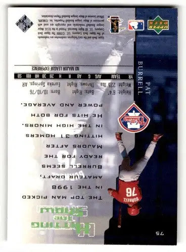 Original gloss Pat Burrell baseball card from Upper Deck featuring Philadelphia Phillies