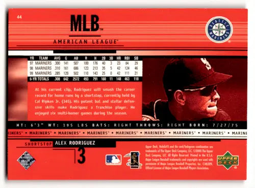 2000 Upper Deck HoloGrFX #44 Alex Rodriguez NM Near Mint Mariners ID:59043 - Baseball Card Single