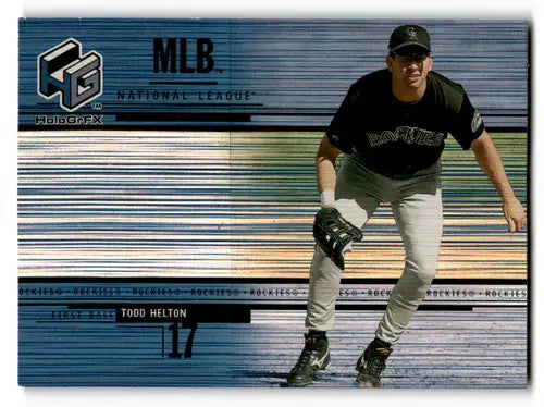 Original gloss baseball card featuring Todd Helton from 2000 Upper Deck HoloGrFX Rockies