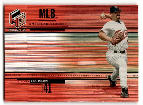 Original gloss Baseball card from 2000 Upper Deck HoloGrFX featuring Eric Milton Twins