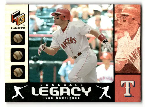 Ivan Rodriguez baseball card with original gloss from 2000 Upper Deck HoloGrFX Longball Legacy