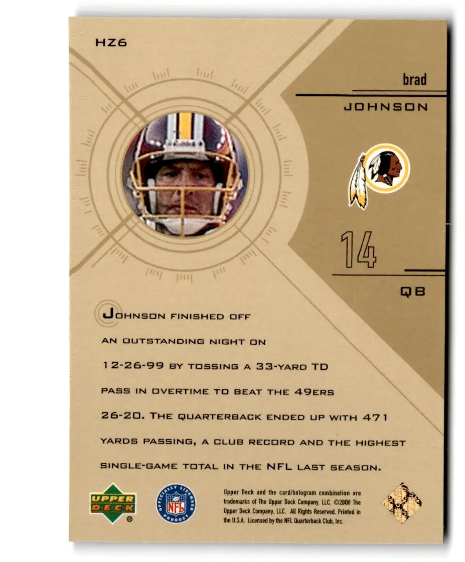 2000 Upper Deck #HZ6 Brad Johnson Highlight Zone - Football Card Single
