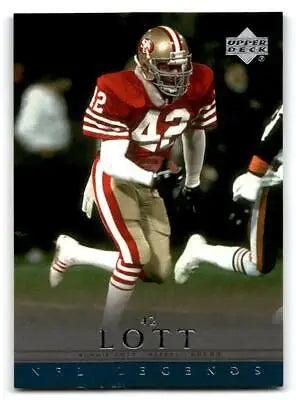 Ronnie Lott football card from Upper Deck Legends #73 showcasing his iconic career