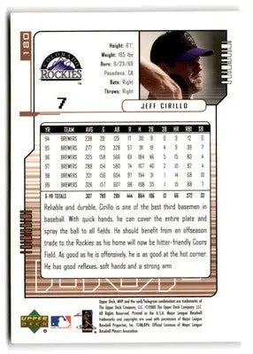 2000 Upper Deck MVP #180 Jeff Cirillo - Baseball Card Single