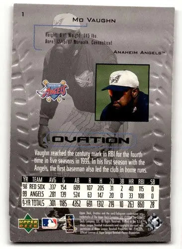 Original gloss Mo Vaughn baseball card from 2000 Upper Deck Ovation series