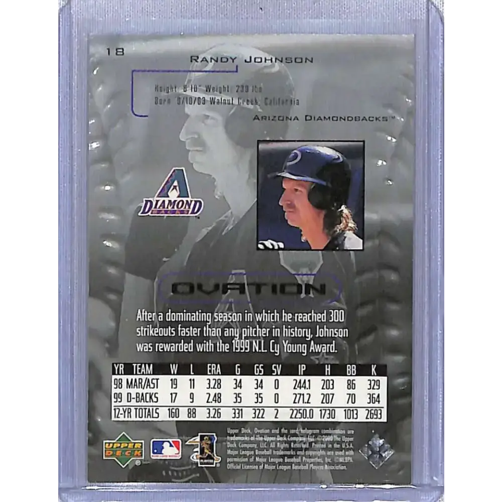 2000 Upper Deck Ovation #18 Randy Johnson NM-MT Baseball Card - Baseball Card Single