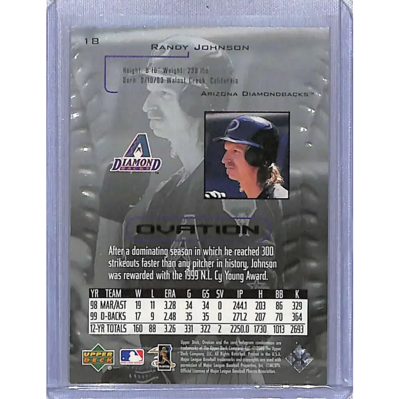 2000 Upper Deck Ovation #18 Randy Johnson NM-MT Baseball Card - Baseball Card Single