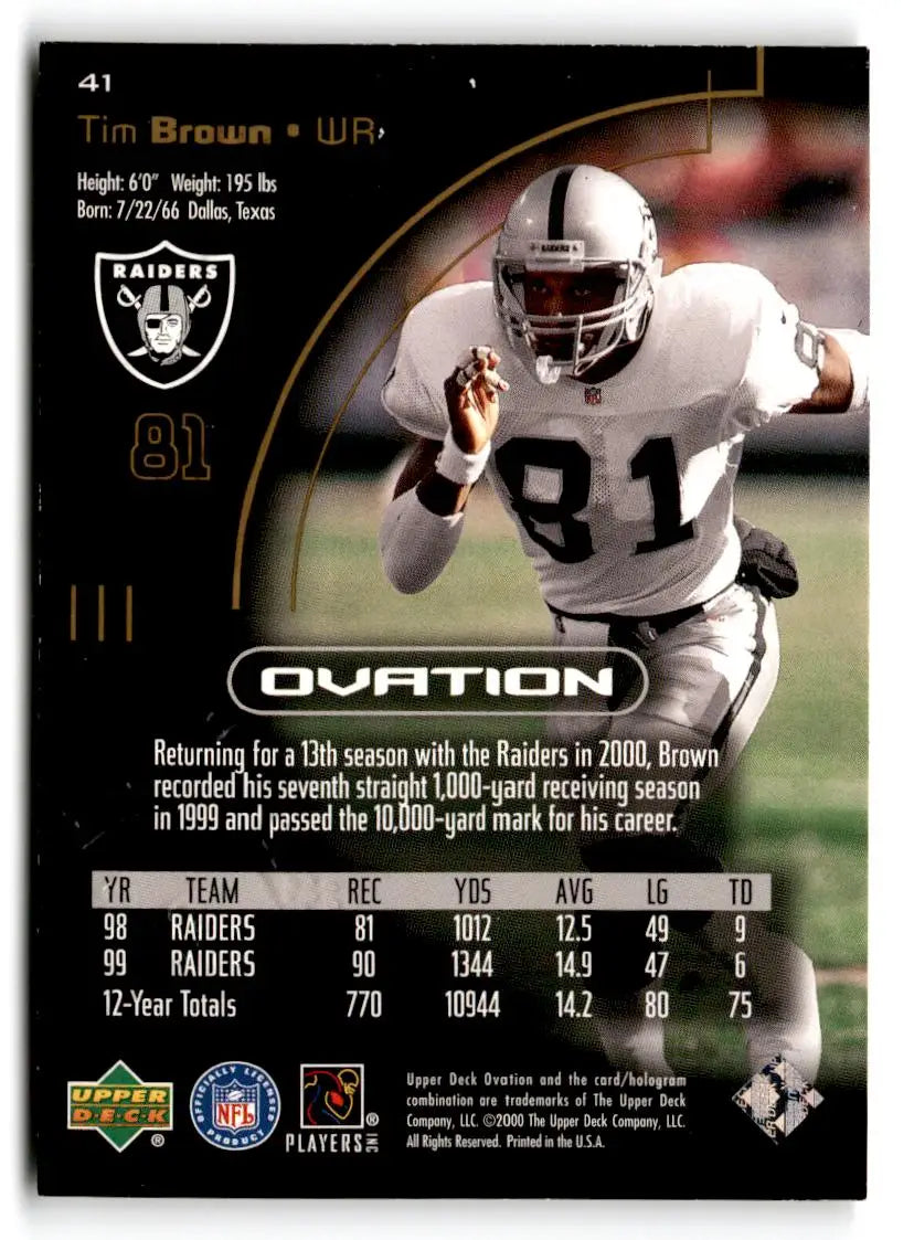 2000 Upper Deck Ovation #41 Tim Brown - Football Card Single
