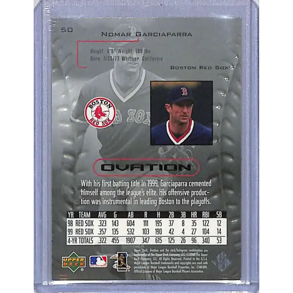 2000 Upper Deck Ovation #50 Nomar Garciaparra NM-MT Baseball Card - Baseball Card Single