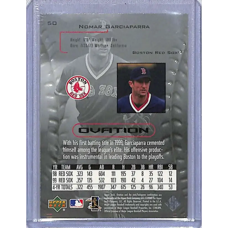 2000 Upper Deck Ovation #50 Nomar Garciaparra NM-MT Baseball Card - Baseball Card Single
