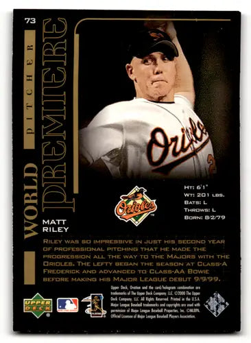 2000 Upper Deck Ovation #73 Matt Riley NM Near Mint Orioles ID:58828 - Baseball Card Single