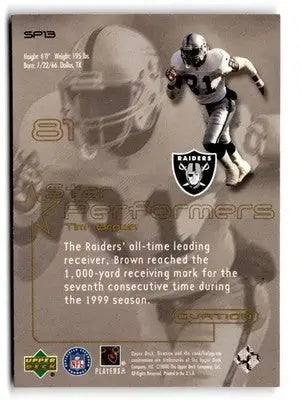 2000 Upper Deck Ovation #SP13 Tim Brown Star Performers - Football Card Single