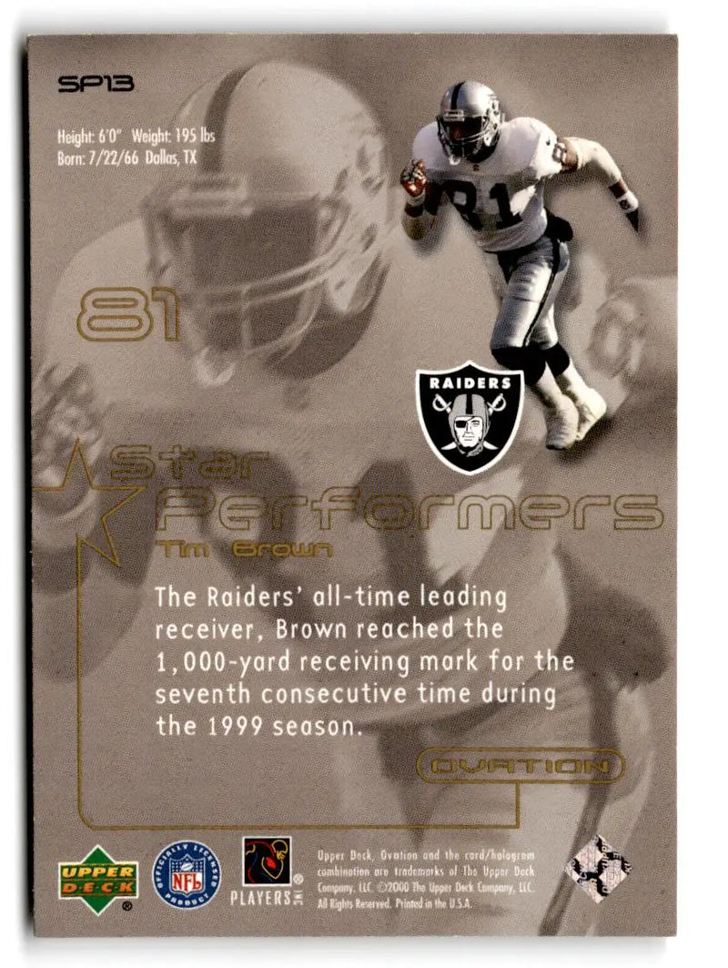 2000 Upper Deck Ovation #SP13 Tim Brown Star Performers - Football Card Single
