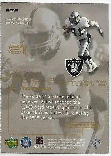 2000 Upper Deck Ovation Star Performers #SP13 Tim Brown NM Near Mint Raiders - Football Card Single