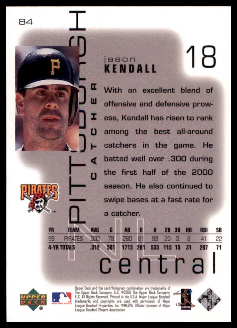 2000 Upper Deck Pros & Prospects Jason Kendall 84 Pittsburgh Pirates NM - Baseball Card Single