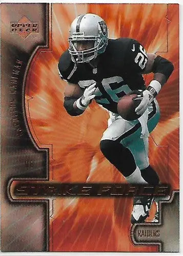 Original gloss football trading card from 2000 Upper Deck Strike Force featuring Napoleon Kaufman