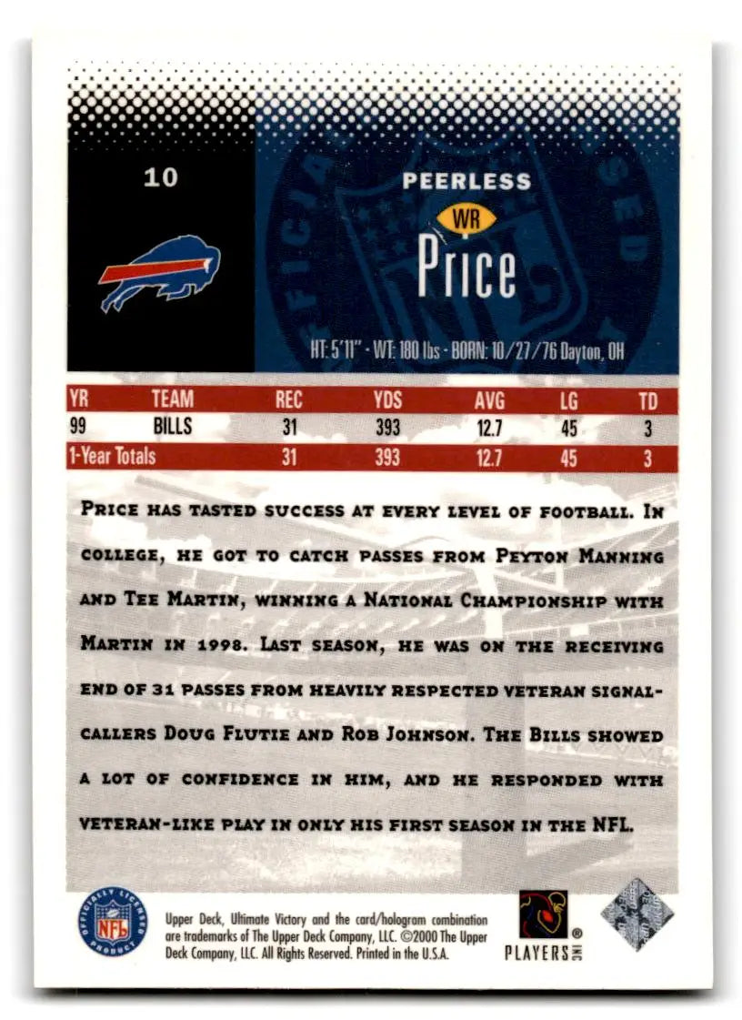 2000 Upper Deck Ultimate Victory #10 Peerless Price - Football Card Single