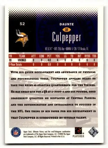 Daunte Culpepper football card from 2000 Upper Deck Ultimate Victory series